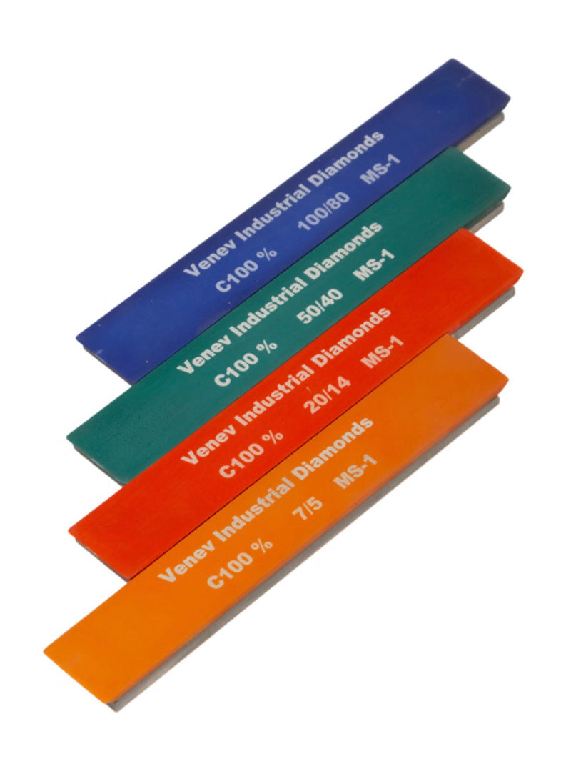 VID Set of 4 MS-1 diamond-coated anodized bars (150 x 25 x 7 x 3, copper-tin) in a box