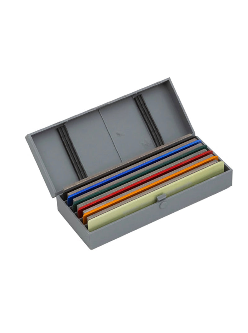 VID Set of 6 MS-1 diamond-coated anodized bars (150 x 25 x 7 x 3, copper-tin) in a box