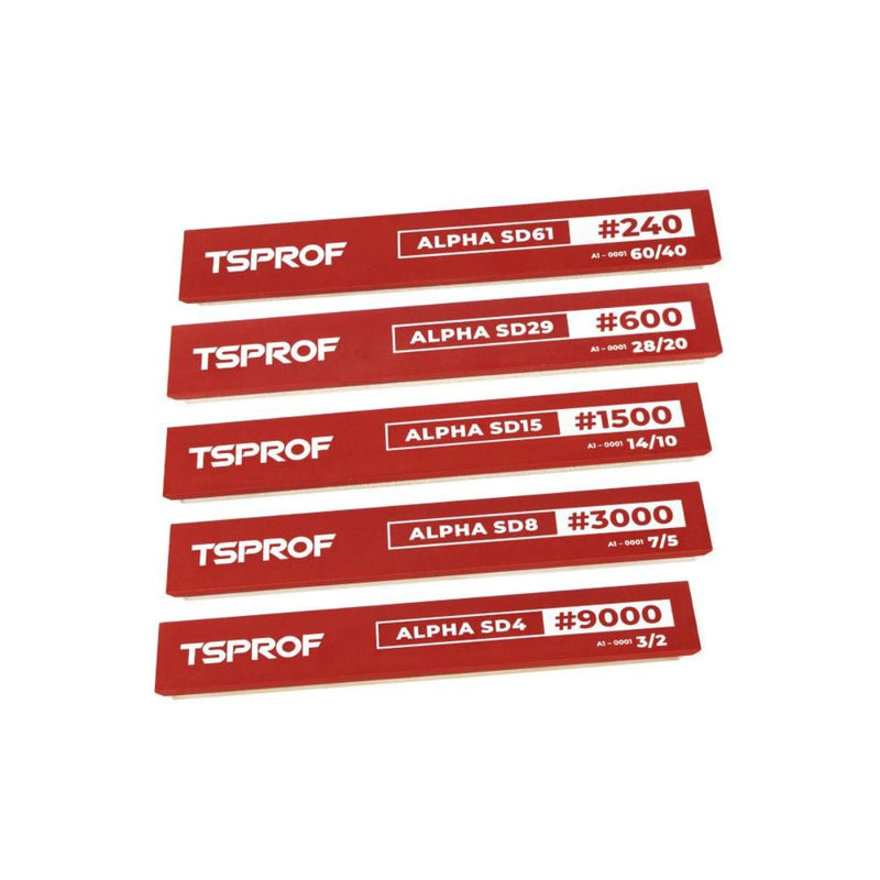 Set Batu Asah Berlian Resin TSPROF Alpha, 6", SD61 — SD4, Butiran 240 — 9000 Mesh (5 pcs.)